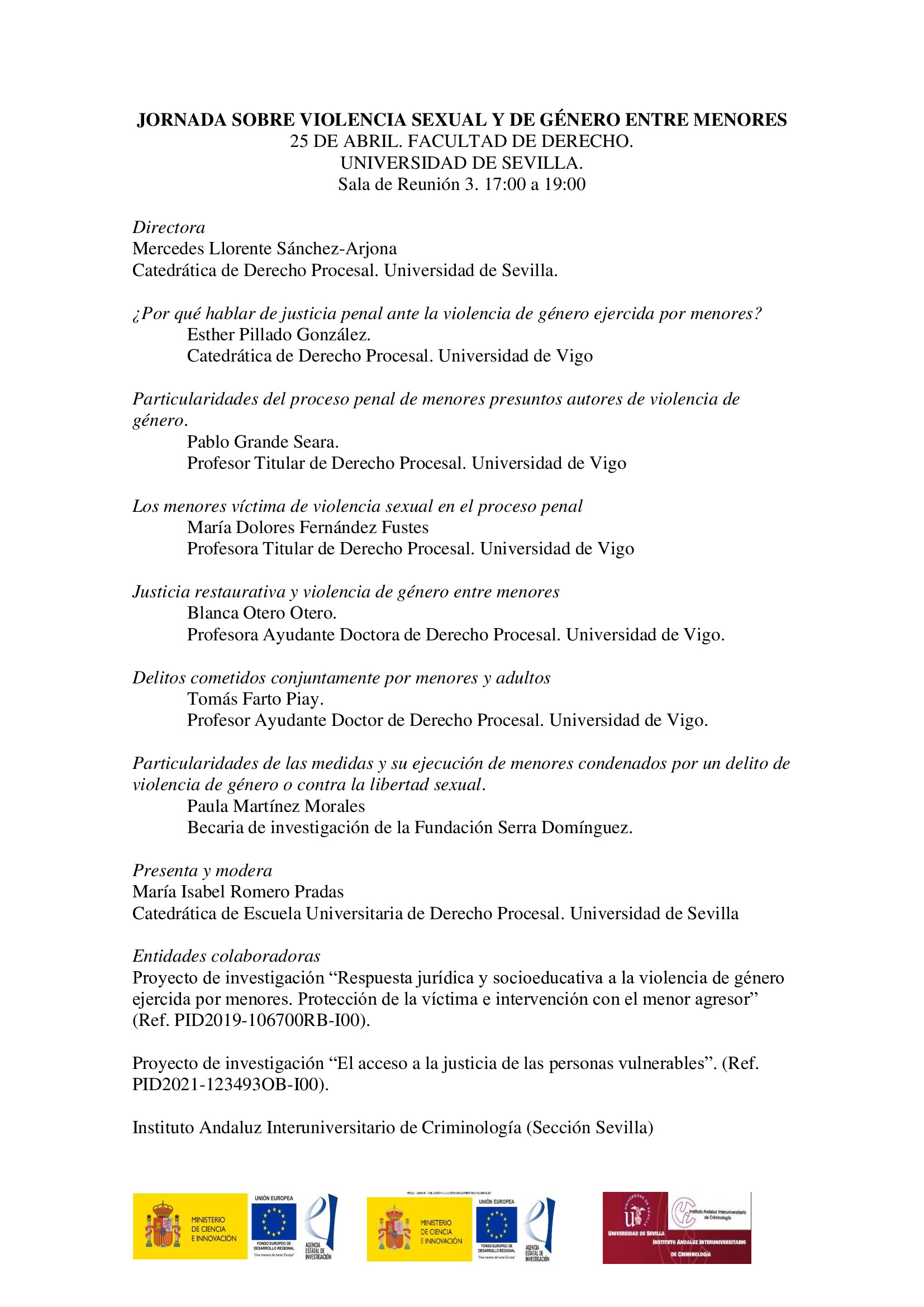 Violencia sexual y de género entre menores.